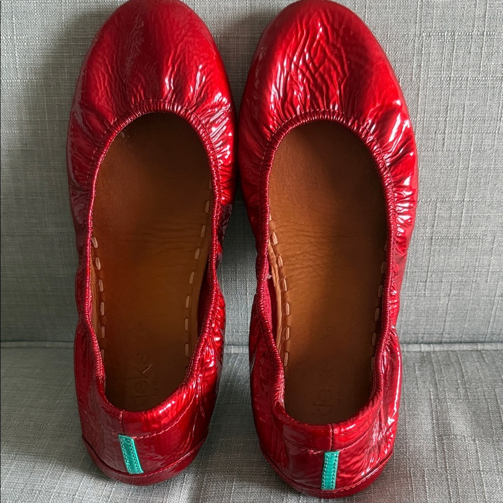 Tieks Ruby Red Patent Leather Ballet Flats - Women’s Size 10